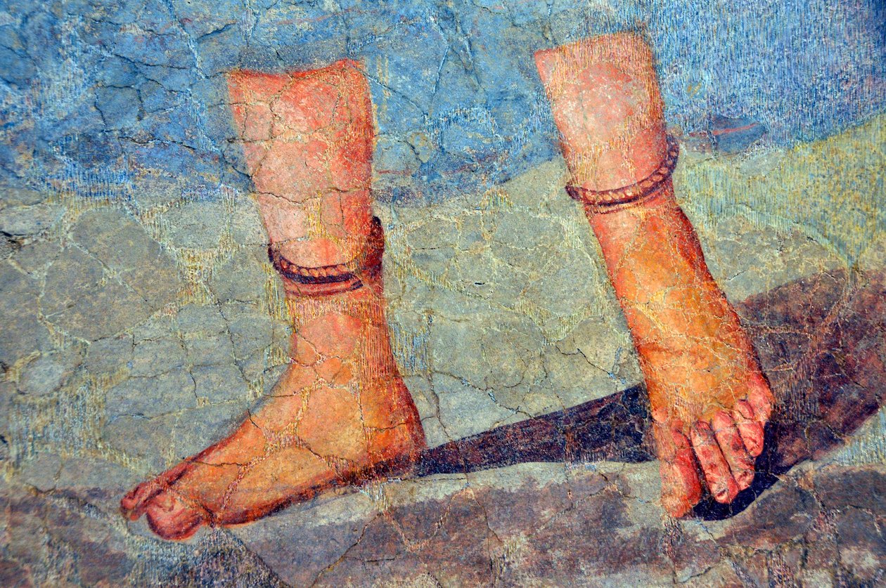 Kvinnes ben med fotlenker, sent på 2. – tidlig på 3. århundre (fresco) av Roman