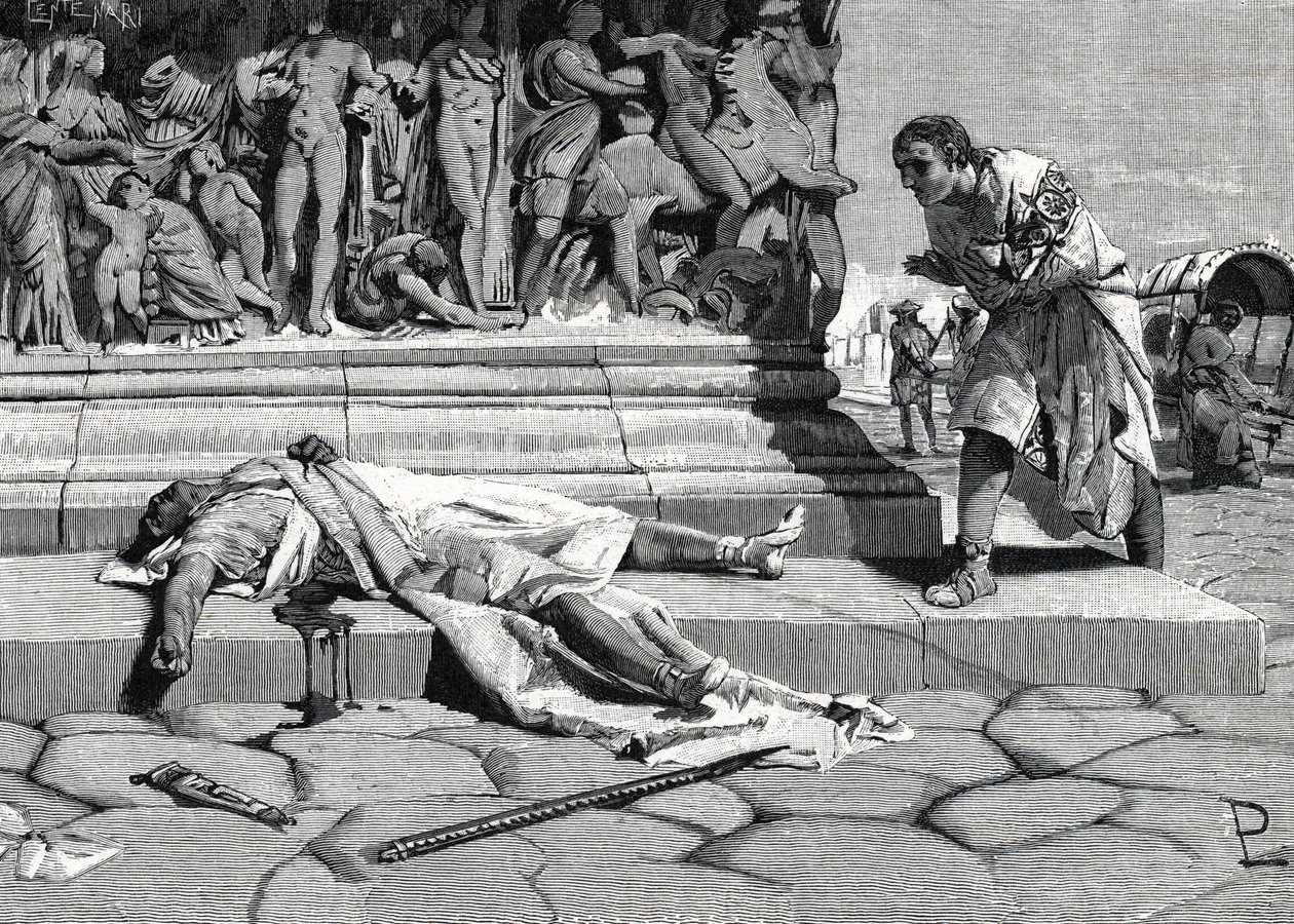 liket av Publius Clodius Pulcher (92-52 f.Kr.) funnet på via appia a Roma (gravering) av Roman