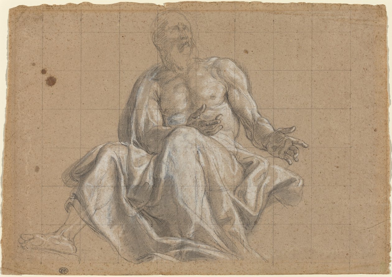 En eldre mann i klassisk draperi av Roman 18th Century