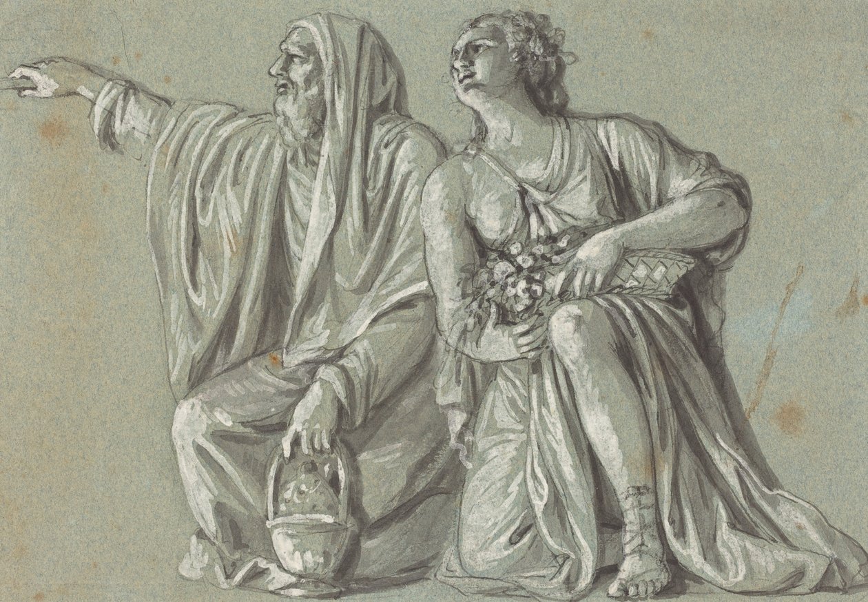 To knelende figurer med tilbud av Roman 18th Century