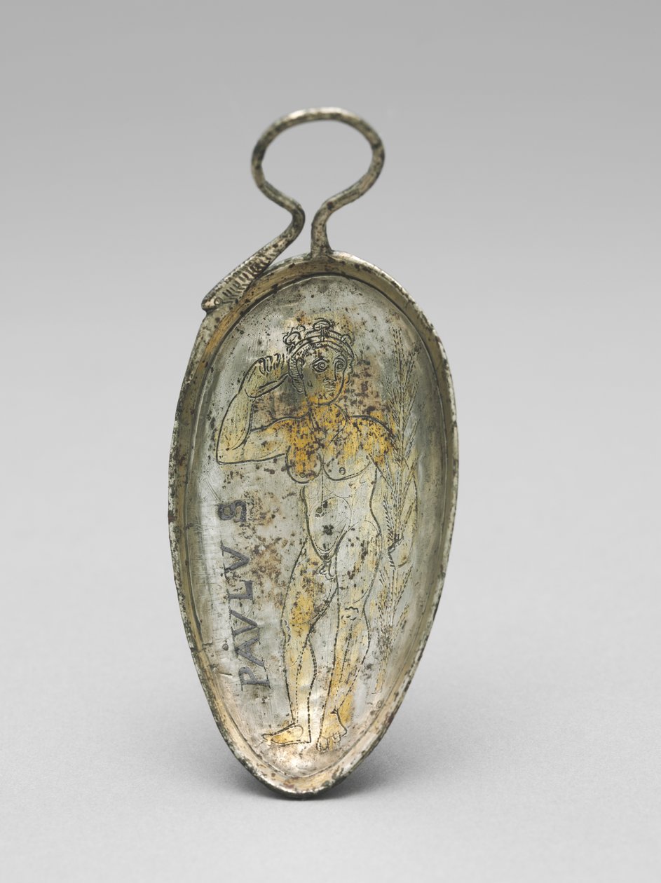 Skje med Saint Paul som idrettsutøver, 350-400 (sølv, forgylt sølv og niello) av Roman Imperial Period