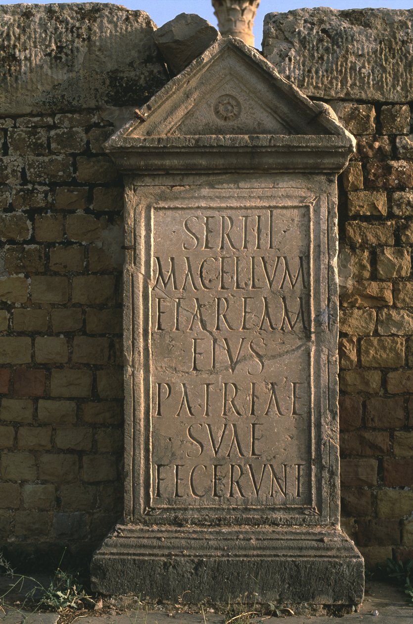 Stela med en inskripsjon på Sertius Market High Imperial Period (27 f.Kr.-395 e.Kr.) av Roman Imperial Period