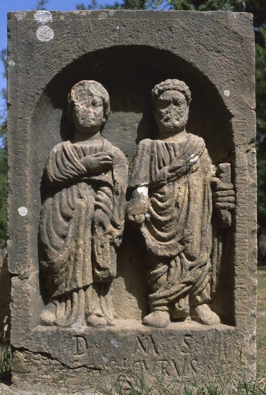 Stela med to menneskeskikkelser, High Imperial Period (27 BC-395 AD) av Roman Imperial Period