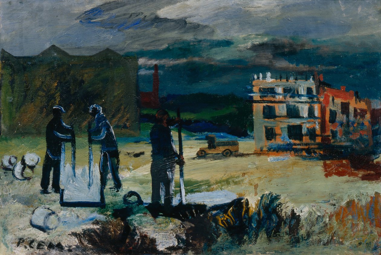 Bygge nye hus, 1933 av Roman Matveevich Semashkevich