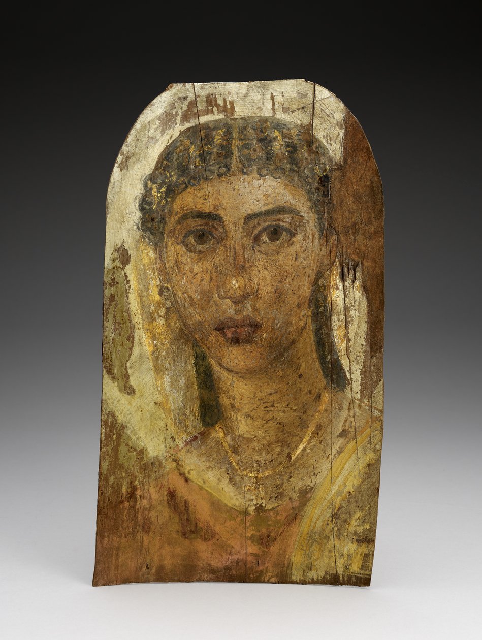Mummy Portrait of a Young Woman, AD 1-100 (malt tre, voks og tekstil) av Roman Period Egyptian