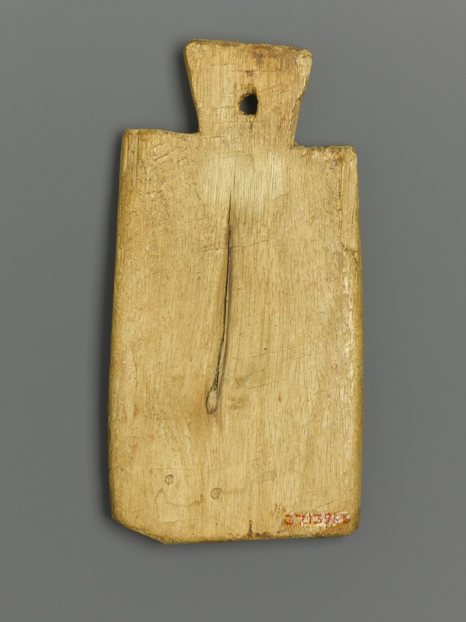 Mummy Tag med gresk inskripsjon (tre og pigment) av Roman Period Egyptian