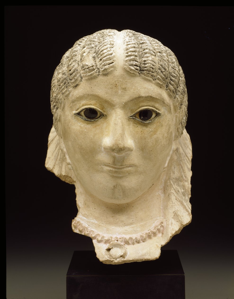 Mummiportrett, sent 2. århundre (kartonnasje, maling, glass og bronse) av Roman Period Egyptian