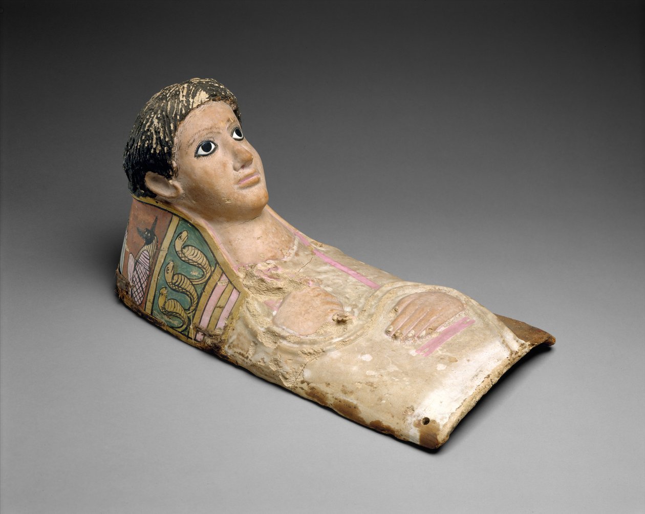 Gips Portrait Mask of a Youth, ca. 140–190 e.Kr. (gips, lin, maling, lapis lazuli, glass) av Roman Period Egyptian
