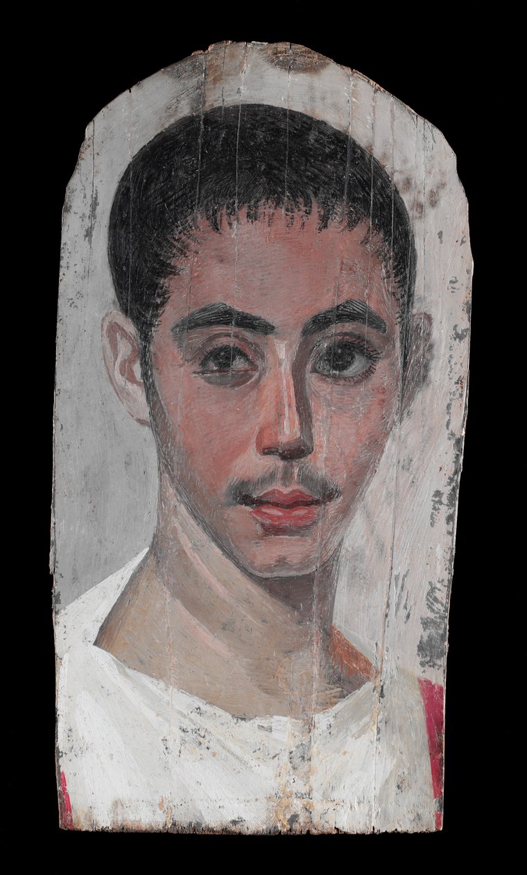 Portrait of a Youth with a Surgical Cut in one Eye, 190-210 AD (enkaustisk maling på kalkved) av Roman Period Egyptian