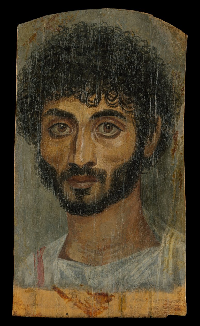 Portrett av en skjeggete mann med tynn ansikt, 160-180 e.Kr. (enkaustisk, limewood) av Roman Period Egyptian