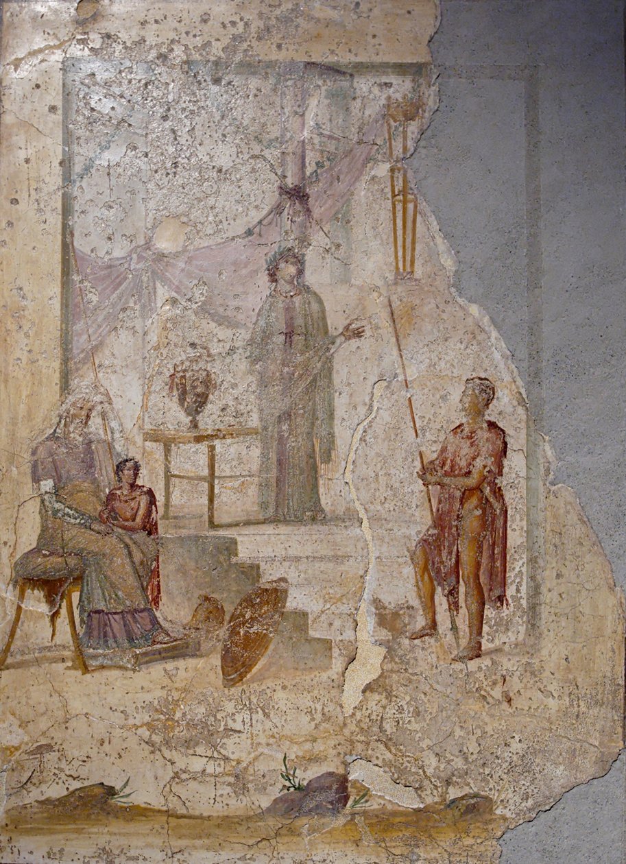 Cassandra spår Trojas undergang, 1st H. 1st cen. AD av Roman Pompeian wall painting