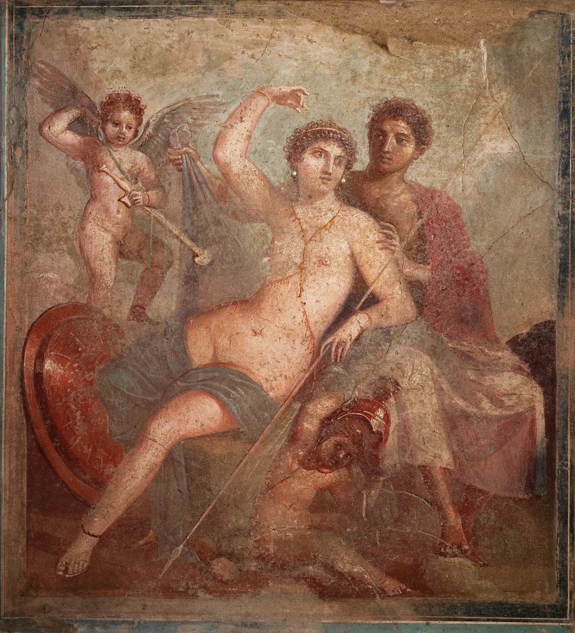 Mars og Venus, 1st H. 1st cen. AD. av Roman Pompeian wall painting.