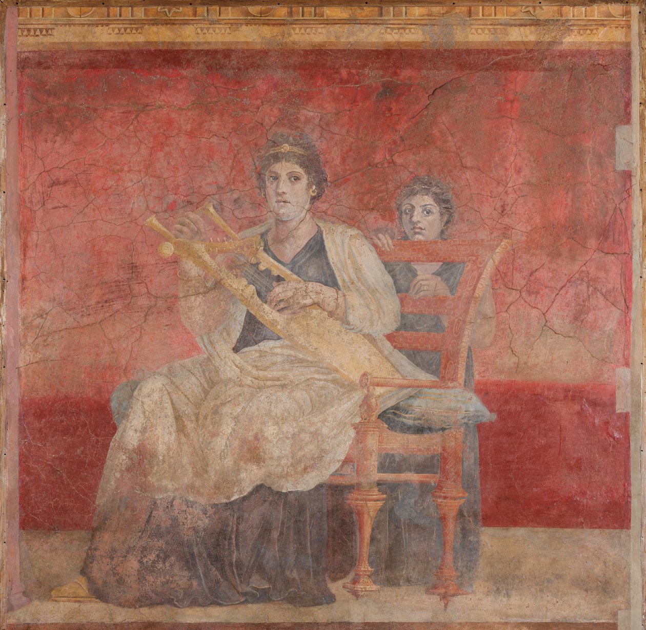 Sittende kvinne som spiller en kithara, ca. 50–40 f.Kr. av Roman Republican Period