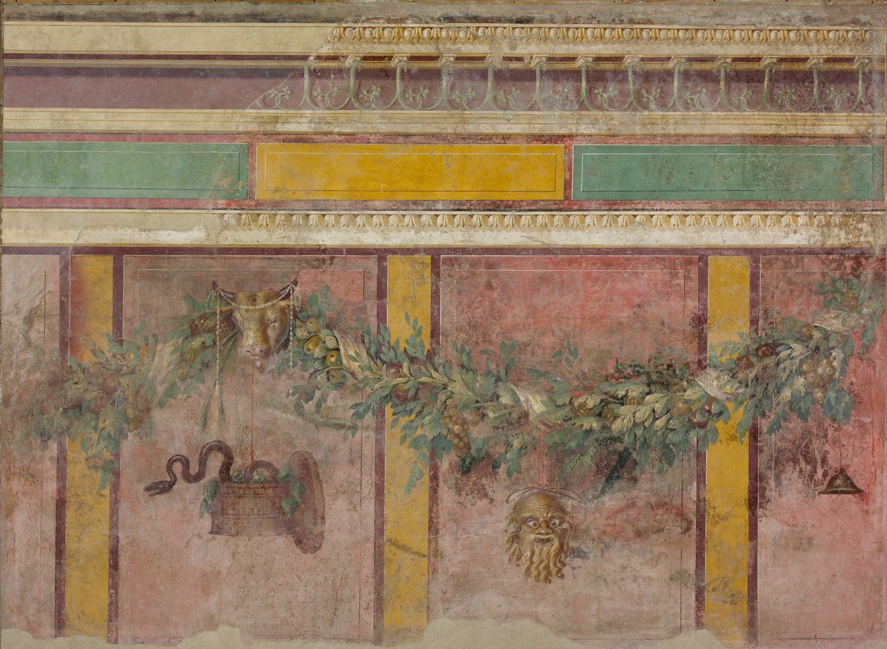 Veggmaleri fra exedra av en villa i Boscoreale, ca. 50–40 f.Kr. av Roman Republican Period