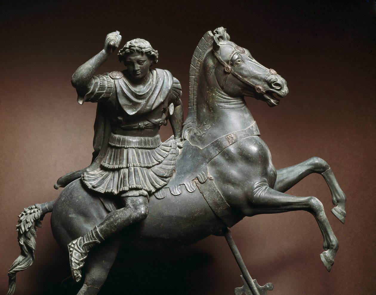 Alexander den store (356-323 f.Kr.) på hest. Hesten skulle være Bucephale. Bronseskulptur etter en original av Lysippe av Sicyone (395-305 f.Kr.) Napoli, Museo Archeologico Nazionale av Roman Roman
