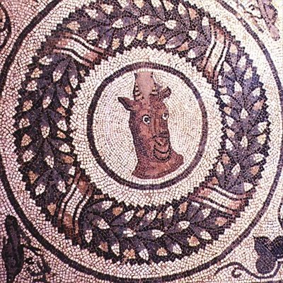 Antilops hode, romersk mosaikk, tidlig på 400-tallet (mosaikk) av Roman Roman