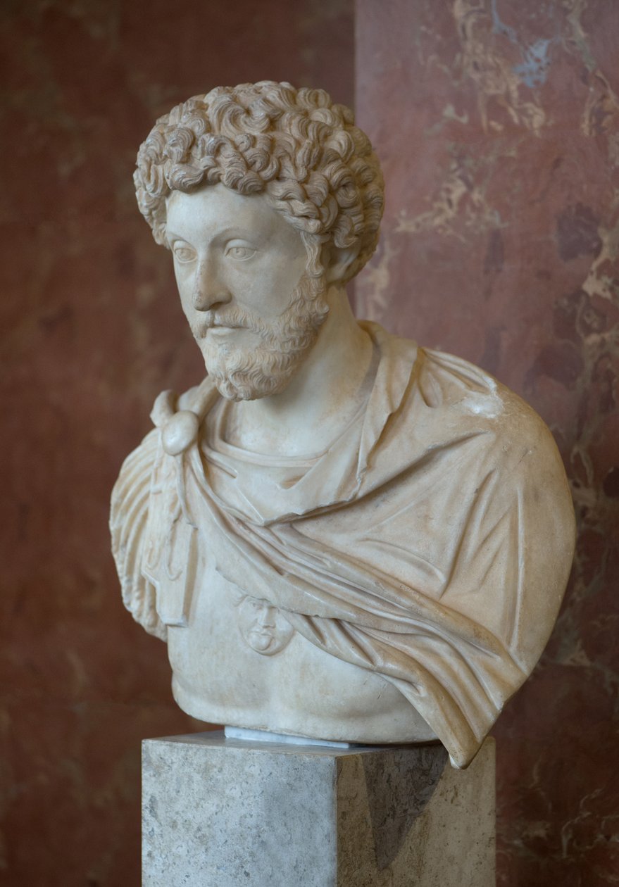 Art Roma-byste av den romerske keiseren Mark Aurele (121 - 180 e.Kr.) marmor av Roman Roman