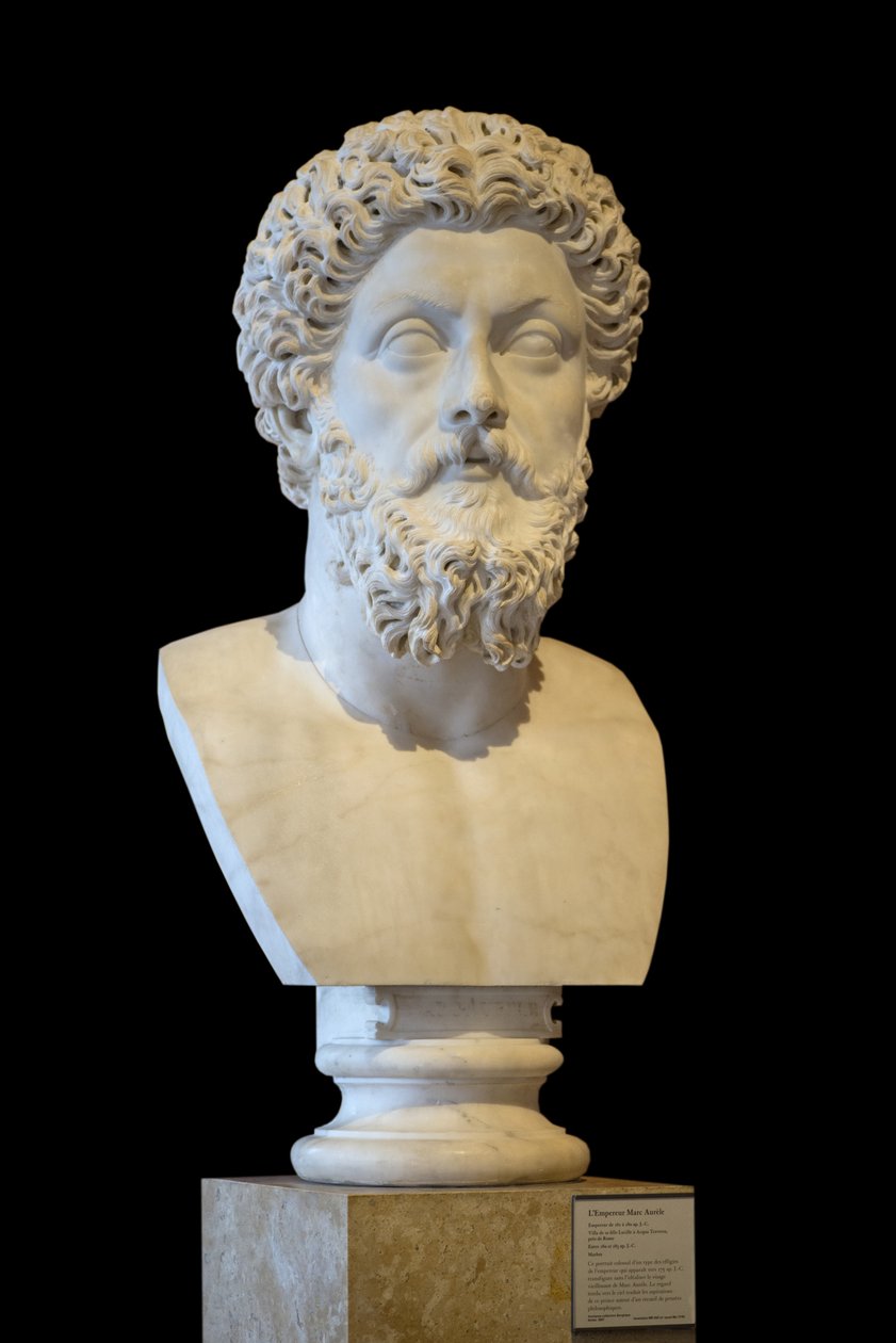Art Roma-byste av den romerske keiseren Mark Aurele (121 - 180 e.Kr.) marmor av Roman Roman