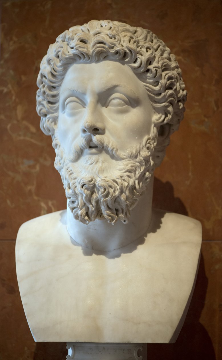 Art Roma-byste av den romerske keiseren Mark Aurele (121 - 180 e.Kr.) marmor av Roman Roman