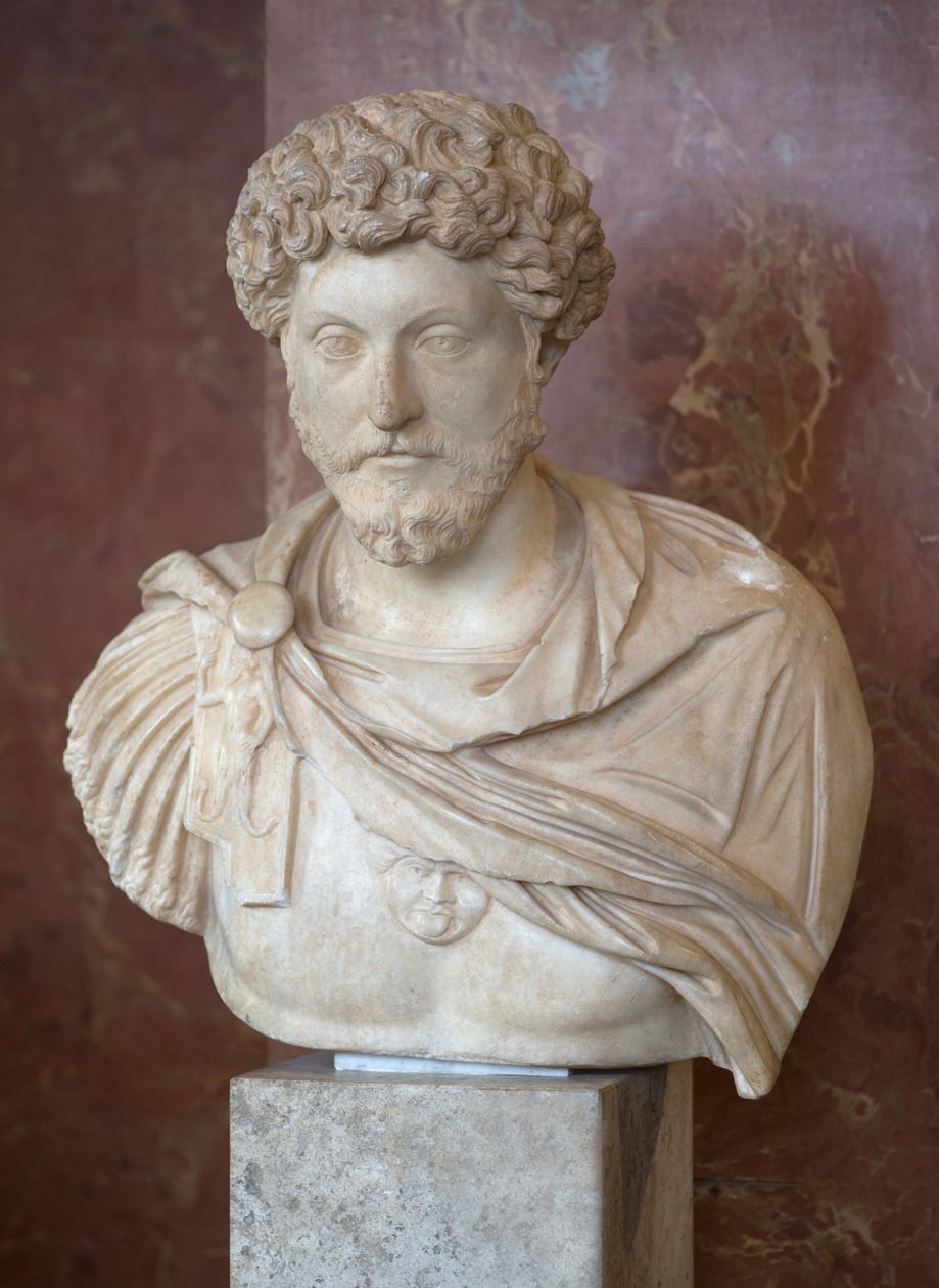 Art Roma-byste av den romerske keiseren Mark Aurele (121 - 180 e.Kr.) marmor av Roman Roman