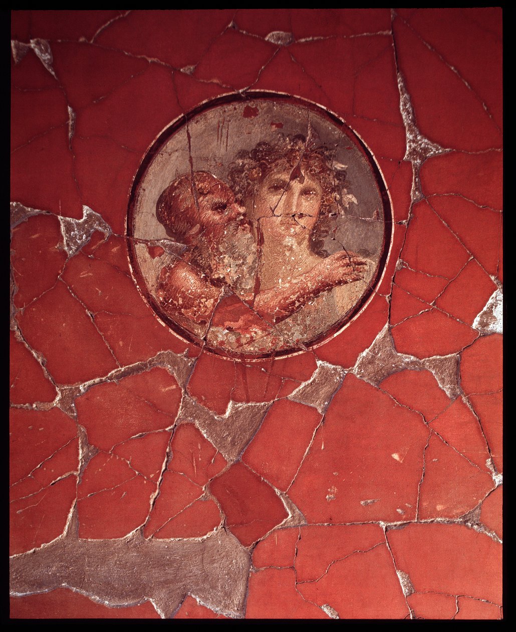 Bacchus med en satyr. Veggmosaikk fra Bicentennial House, 5. århundre f.Kr.-1. århundre e.Kr av Roman Roman