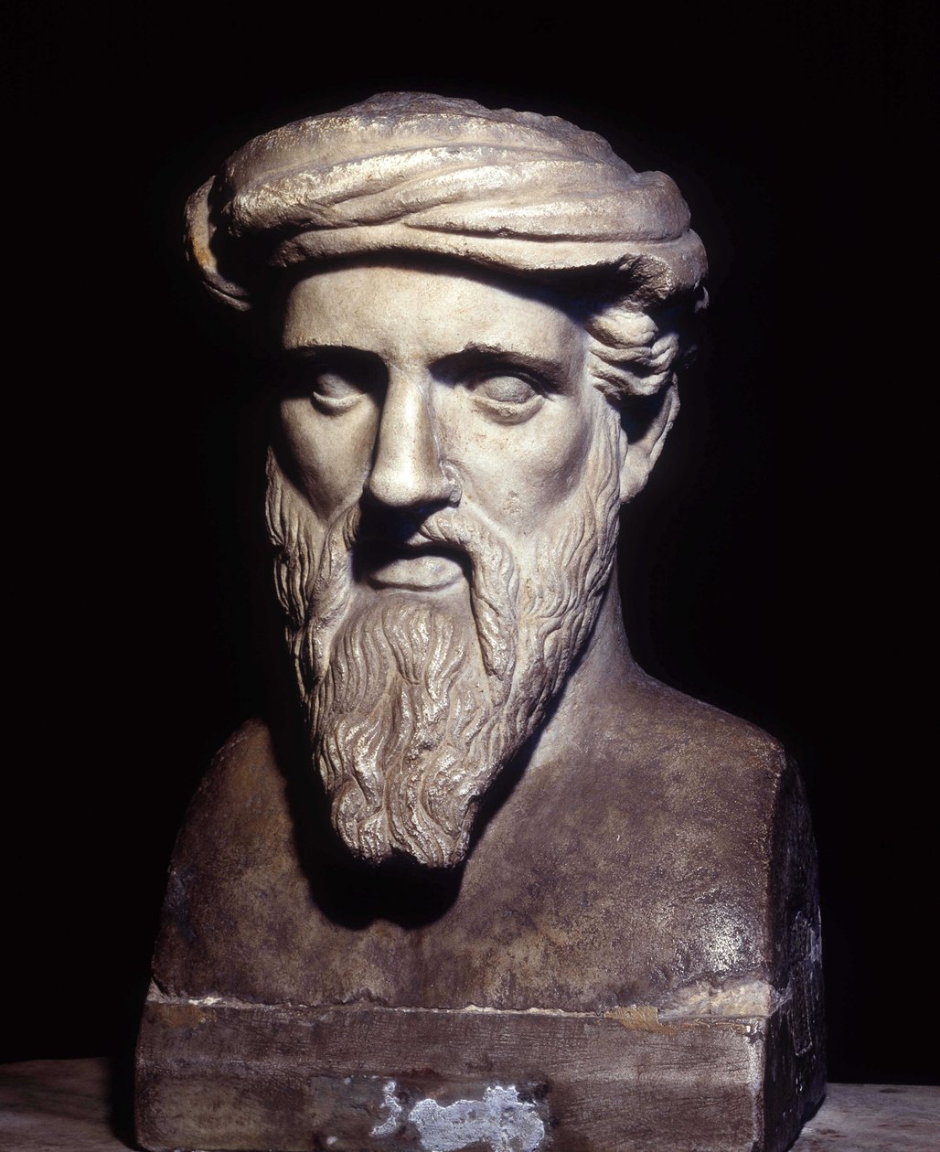 Byste av Pythagoras (-6. århundre), gresk filosof og matematiker, Musei Capitolini, Roma. av Roman Roman