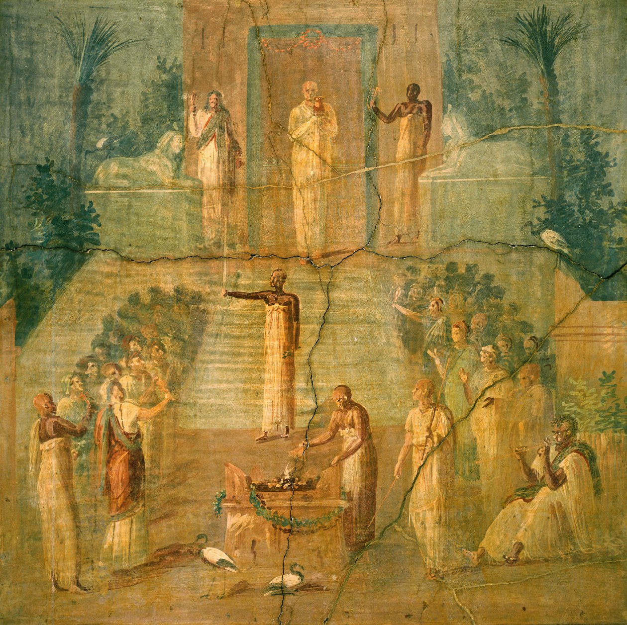 Seremoni for Isis-kulten, fra Pompeii (fresco) av Roman Roman