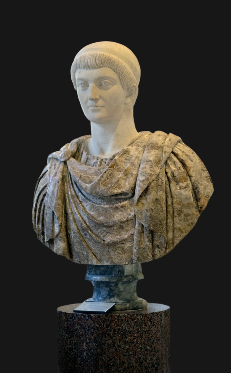 Konstant I (337 - 350 e.Kr.) skulptur, romersk kunst av Roman Roman