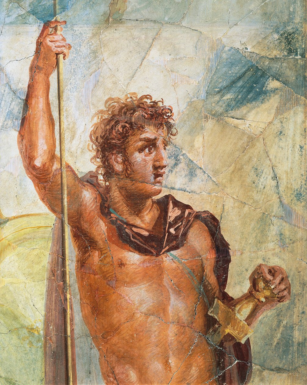 Detalj av en freske som viser Alexander, fra ekteskapet til Alexander (Ares) og Stateira (Aphrodite), Regio 6 Insula Occidentalis 39, Pompeii (UNESCOs verdensarvliste av Roman Roman