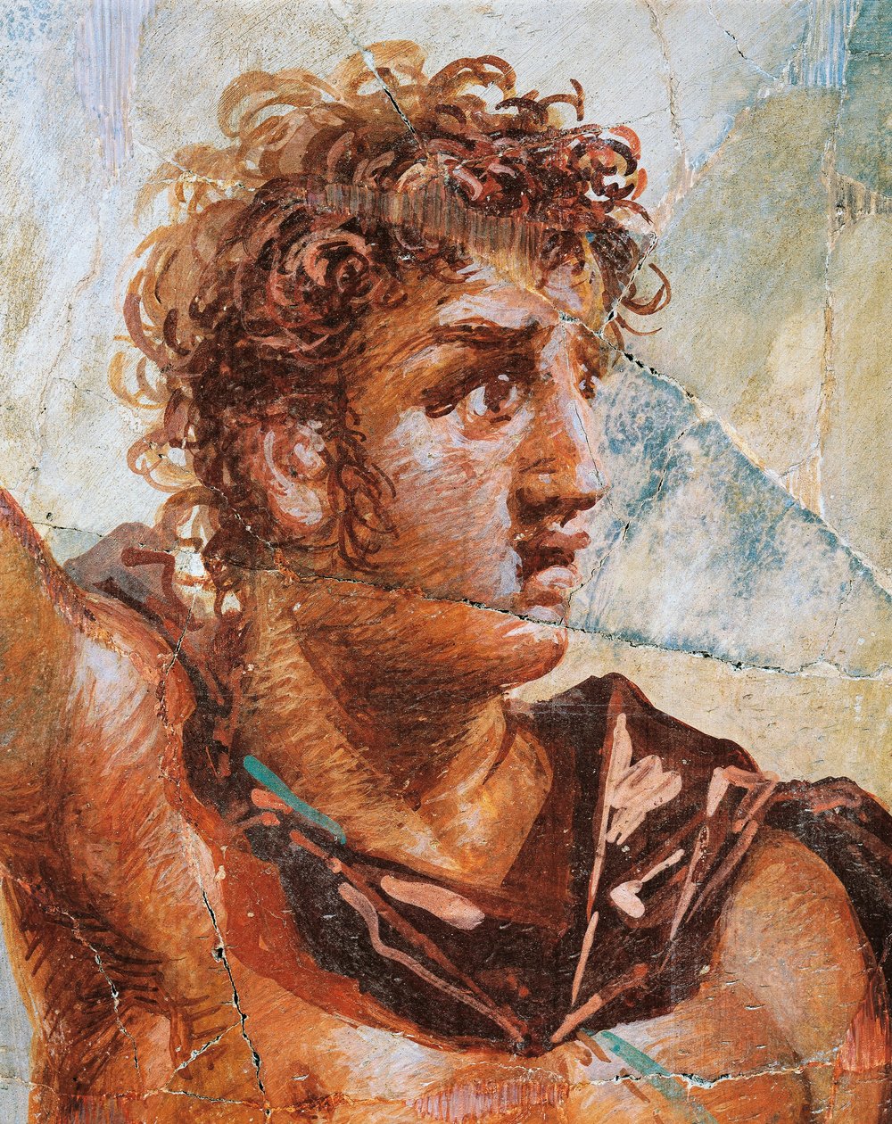 Detalj av en freske som viser Alexander, fra ekteskapet til Alexander (Ares) og Stateira (Aphrodite), Regio 6 Insula Occidentalis 39, Pompeii (UNESCOs verdensarvliste av Roman Roman