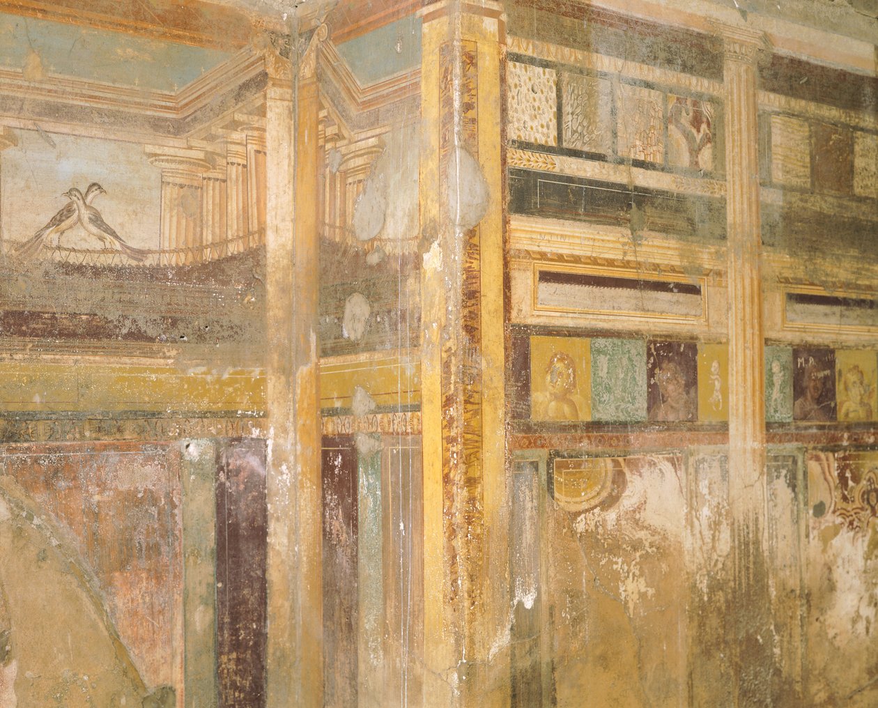 Detalj av freskomaleri, del av veggdekorasjoner, House of Labyrinth, Pompeii, Campania, romersk sivilisasjon av Roman Roman