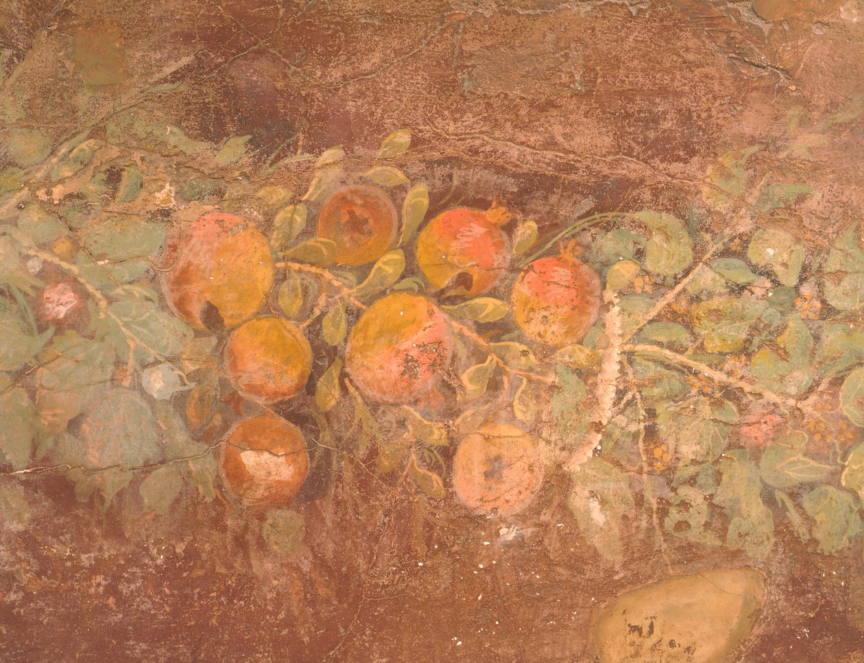Detalj av freskomaleri med dekor av blomster og frukt fra Roman Villa of Boscoreale (Napoli), romersk sivilisasjon av Roman Roman
