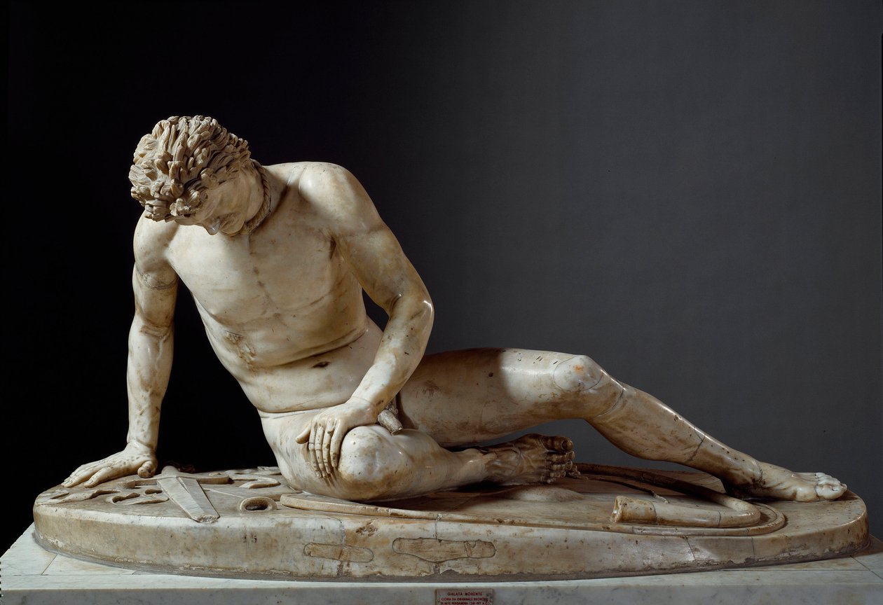 Dying Gaul - The Dying Galatian - Roman Art: "" The Dying Gaul or Dying Galatian"" En keltisk kriger har smerte. Romersk skulptur etter en gresk original. Roma, Musei Capitolini av Roman Roman