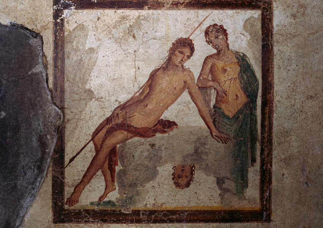 Ekko og Narcissus, freskomaleri fra et rom i huset til Efesos, Pompeii (UNESCOs verdensarvliste av Roman Roman