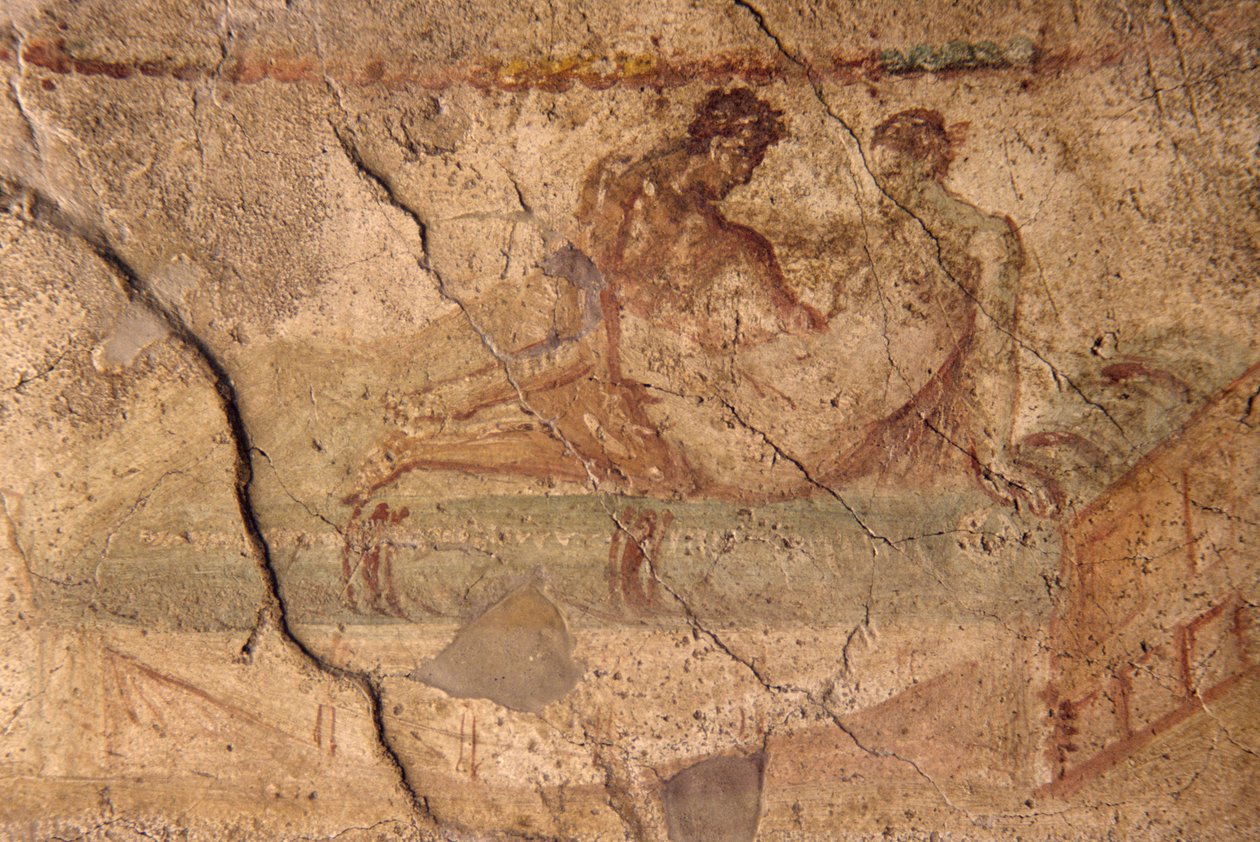 Erotisk freskomaleri fra Lupanar, Pompeii (UNESCOs verdensarvliste av Roman Roman