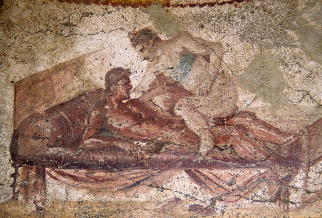 Erotisk freskomaleri fra Lupanar, Pompeii (UNESCOs verdensarvliste av Roman Roman