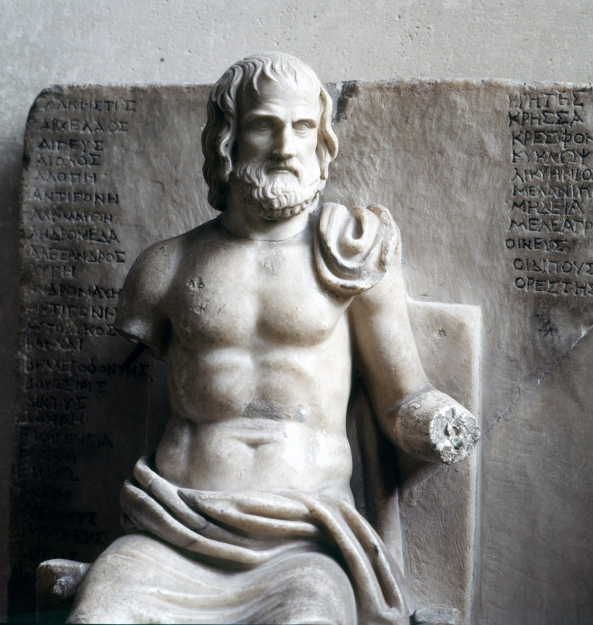 Euripides, gresk tragisk poet. (romersk keiserlig marmor) Louvre-museet, Paris. av Roman Roman