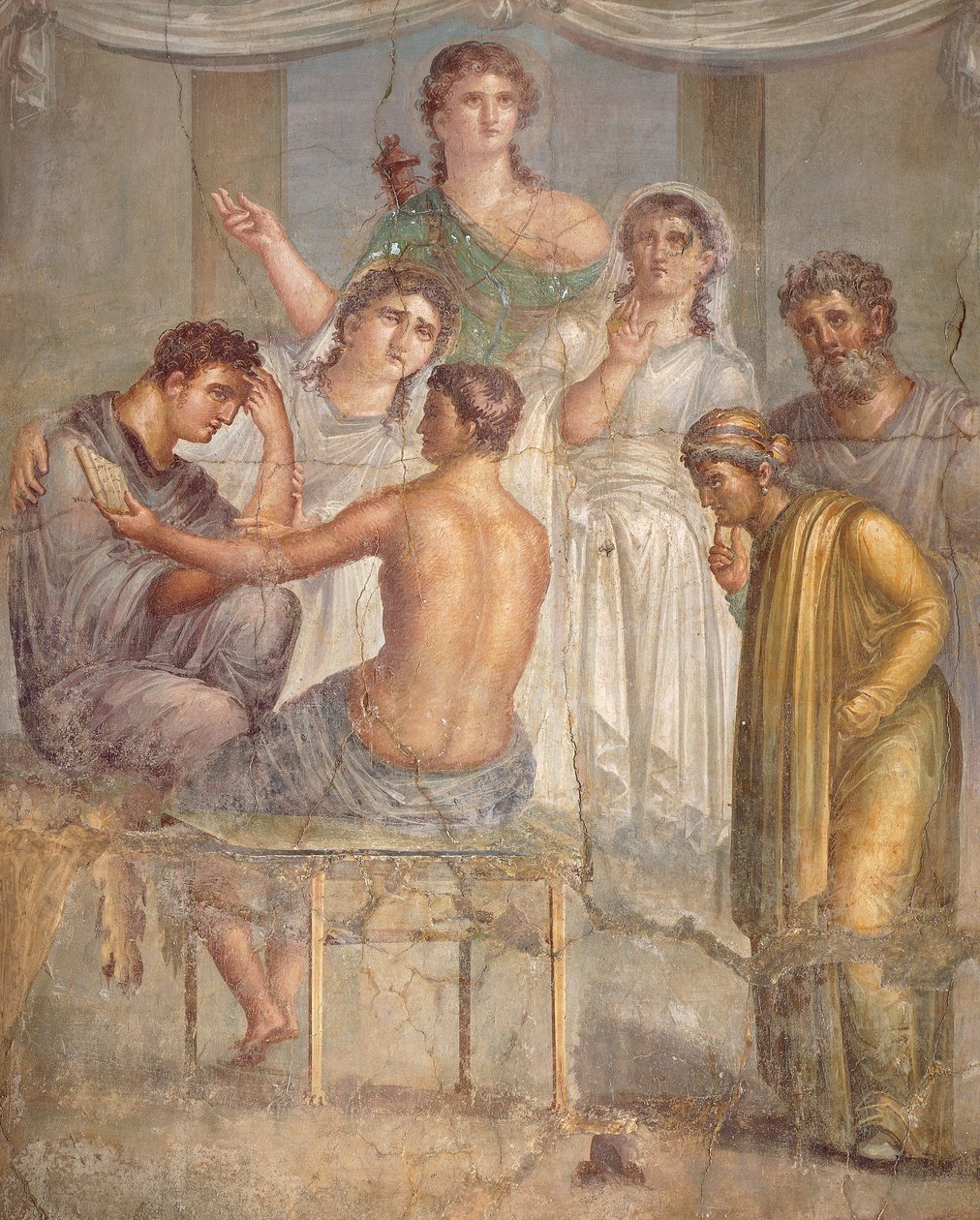 Freske som viser Admetus og Alcestis, fra basilikaen i Herculaneum, Campania, romersk sivilisasjon av Roman Roman