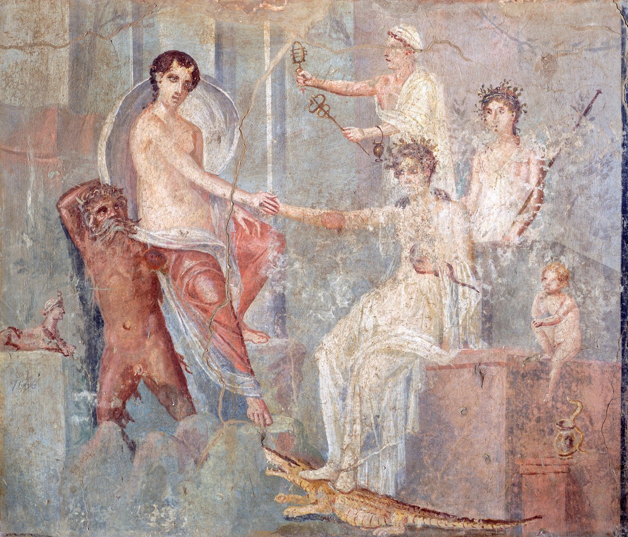 Freske som viser Ios ankomst til Egypt, Pompeii, Campania, den romerske sivilisasjonen av Roman Roman