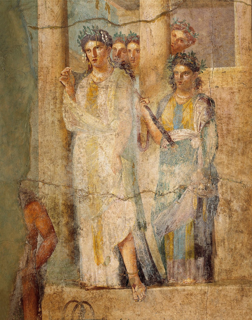 Freskomaleri som viser Iphigenia in Taurus, Detalj av hushjelper, fra House of L. Caecilius Giocondus i Pompeii, Italia av Roman Roman