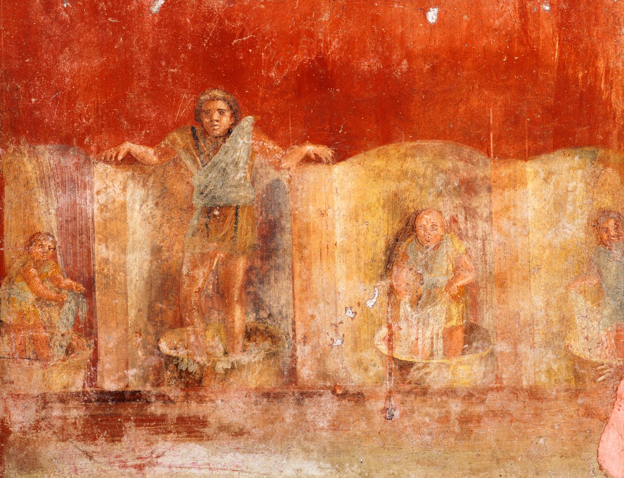 Freskomaleri som viser vaskemenn, fra Pompeii (UNESCOs verdensarvliste av Roman Roman