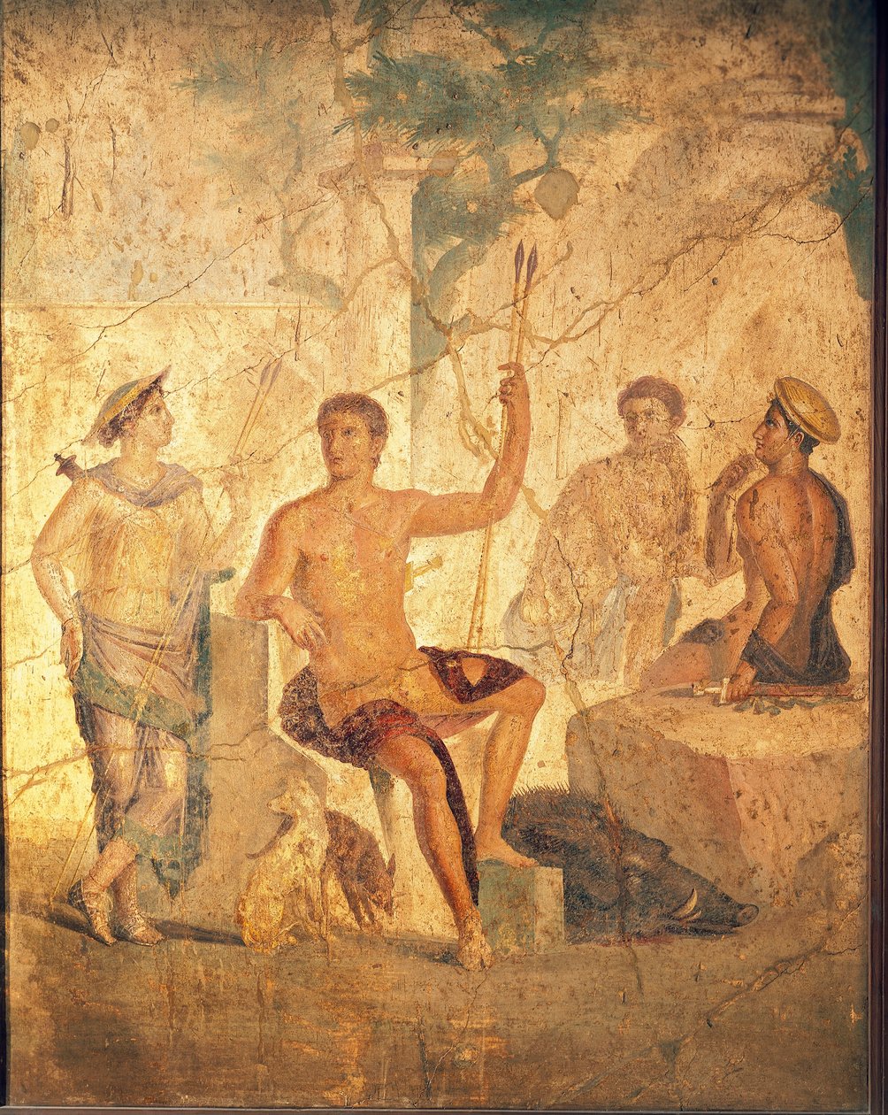 Freske som viser Meleager og Atalanta, fra Pompeii av Roman Roman