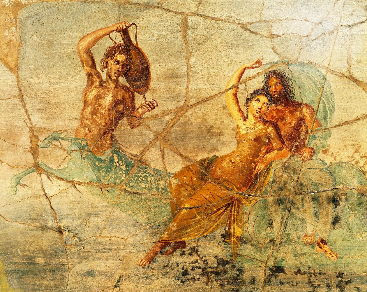 Freske som viser Poseidon og Amphitrite, fra Pompei, Italia av Roman Roman