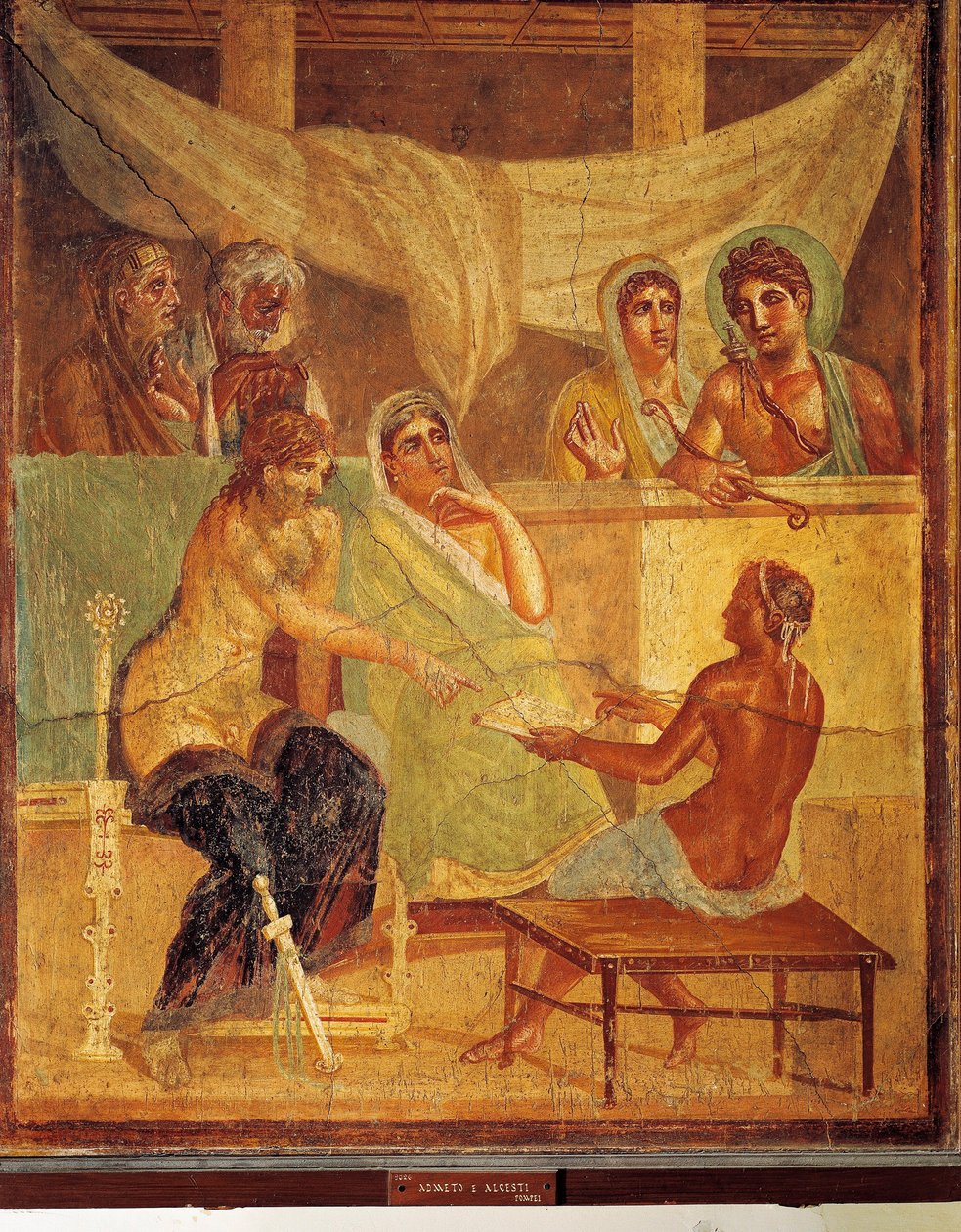 Freskomalerier og A.D.metus og Alcestis rådgivende orakel, fra House of Tragic Poet, Pompei, Italia av Roman Roman