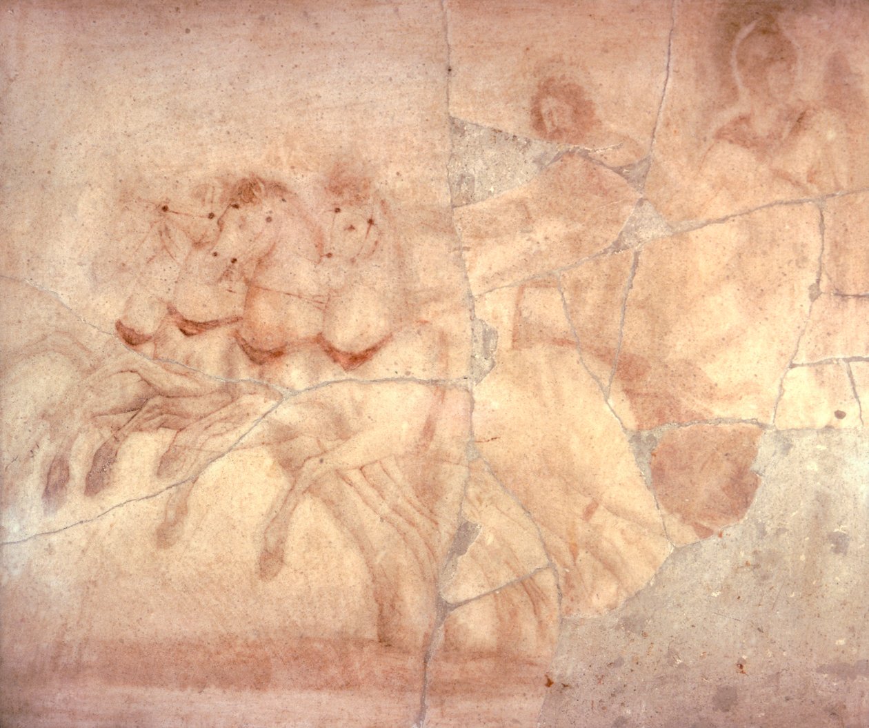 Freske som viser vogn med vognfører, fra Herculaneum, romersk sivilisasjon av Roman Roman