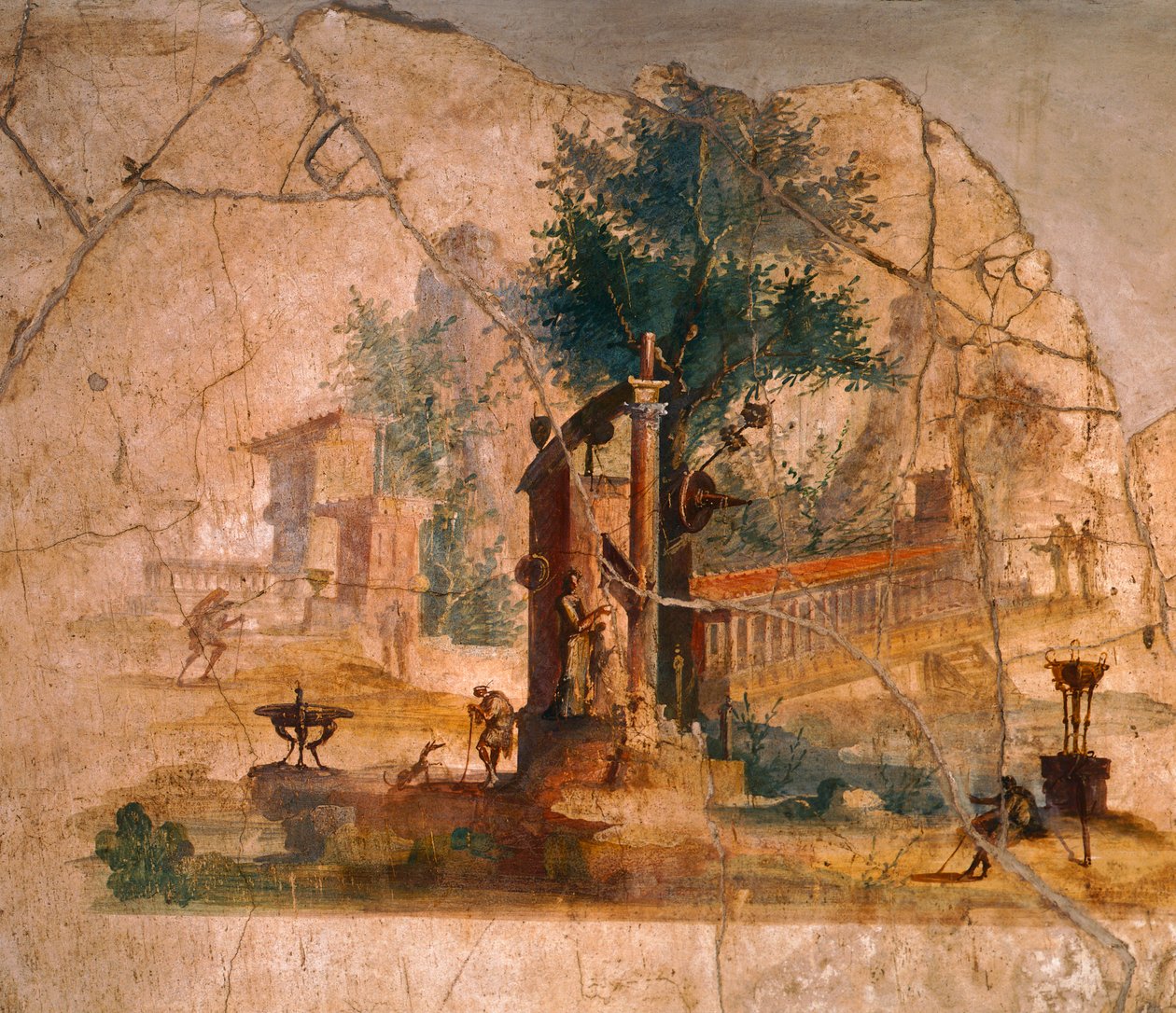Freske som viser landskap, fra Villa of Agrippa Postumus, Pompeii (UNESCOs verdensarvliste av Roman Roman