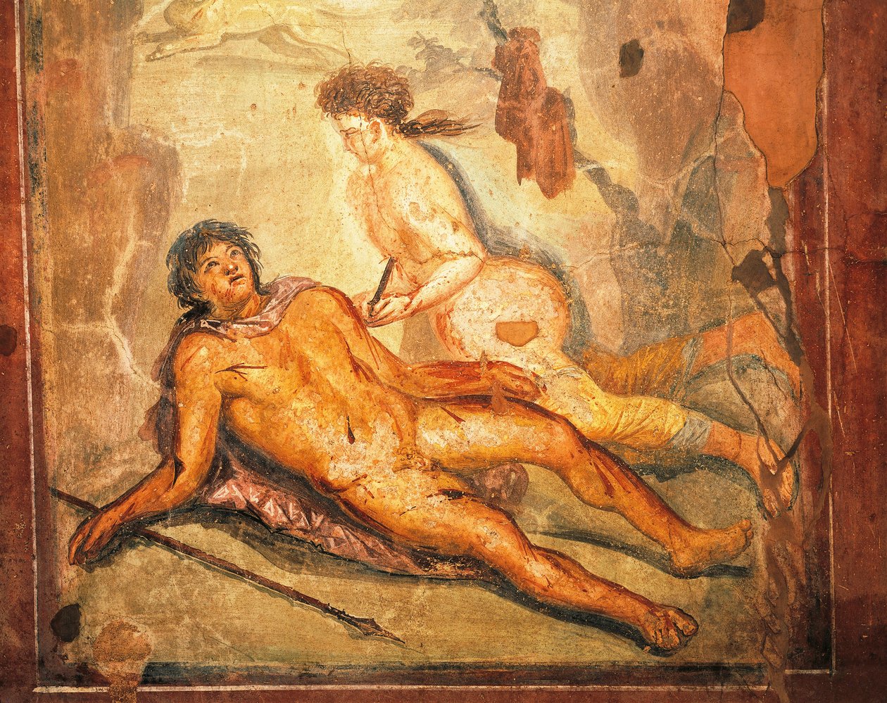 Freske som skildrer myten om Pyramus og Thisbe, House of Loreio Tiburtino, Pompeii, Campania, romersk sivilisasjon av Roman Roman