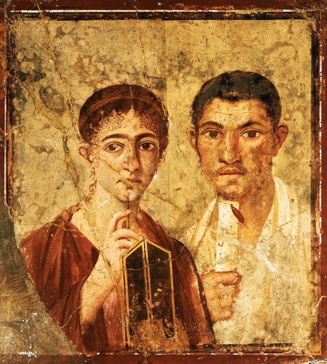 Freske som viser portrett av Paquio Proculo og hans kone, fra Pompeii (UNESCOs verdensarvliste av Roman Roman