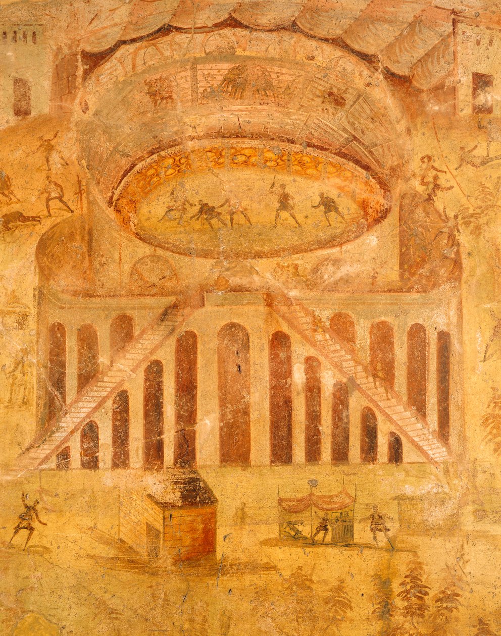 Freske som viser krangel mellom Pompeianere og Nocerini i amfiteateret, fra Pompeii, Campania, romersk sivilisasjon av Roman Roman