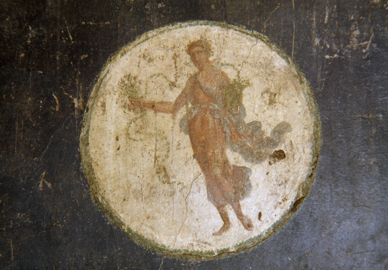 Fresco med medaljong, høyre ving i House of Vettii, Pompeii (UNESCOs verdensarvliste av Roman Roman